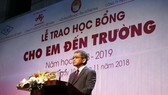 Tổng Giám đốc Công ty Ajinomoto Việt Nam, ông Keiji Kaneko phát biểu tại Lễ trao học bổng.