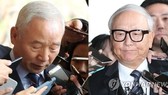 The file photo, on Nov. 14, 2017, shows two former spy chiefs -- Nam Jae-joon (L) and Lee Byong-ho (R) accused of paying billions of won with the agency's off-book funds to two aides of then-President Park Geun-hye. (Yonhap)