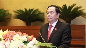 Chủ tịch Ủy ban Trung ương Mặt trận Tổ quốc Việt Nam Trần Thanh Mẫn trình bày báo cáo