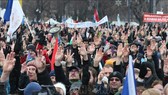 Biểu tình phản đối luật lao động sửa đổi tại Budapest, Hungary,ngày 19-1. Ảnh: AFP/TTXVN