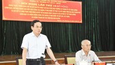 Phó Bí thư Thường trực Thành ủy TPHCM Trần Lưu Quang phát biểu tại hội nghị ở huyện Hóc Môn
