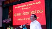 Bí thư Thành ủy Hoàng Trung Hải phát biểu kết luận hội nghị sáng 3-7. Ảnh: ANNINHTHUDO.VN