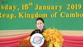 Chủ tịch Quốc hội Nguyễn Thị Kim Ngân phát biểu tại Diễn đàn APPF-27.Ảnh: VOV