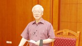 Tổng Bí thư, Chủ tịch nước Nguyễn Phú Trọng phát biểu kết luận cuộc họp. Ảnh: TTXVN