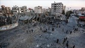 Cảnh đổ nát sau loạt không kích của máy bay Israel xuống Dải Gaza ngày 5-5-2019. Ảnh: THX/TTXVN