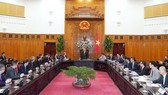 Quang cảnh buổi tiếp đoàn doanh nghiệp Singapore tại Trụ sở Chính phủ chiều 15-7. Ảnh: VGP