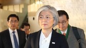 This photo, taken Dec. 19, 2017, shows South Korean Foreign Minister Kang Kyung-wha leaving for Japan for talks over North Korea's nuclear issue and bilateral ties. (Yonhap)