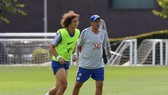 David Luiz và Maurizio Sarri trên sân tập