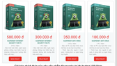 Giá bán chính thức của của các sản phẩm Kaspersky tại thị trường Việt Nam