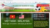 Giao diện trang web giả mạo