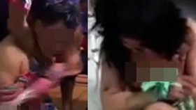 Hình ảnh đánh ghen lan truyền trên mạng. Ảnh cắt từ clip