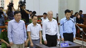 The four defendants, who are former senior members of PVTEX, at the trial on August 28 (Photo: VNA)