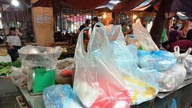 Plastic bags are sold at a traditional market in Hanoi (Photo: VNA)