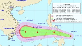 Position of low pressure system in the East Sea (Photo: NHMFC)