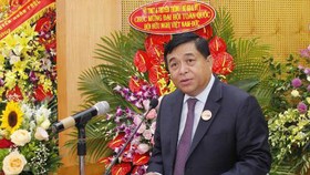 Tân Chủ tịch Hội Hữu nghị Việt Nam - Đức, ông Nguyễn Chí Dũng phát biểu. Ảnh: TTXVN