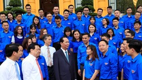 Chủ tịch nước Trần Đại Quang gặp mặt thanh niên tiên tiến làm theo lời Bác Khối các Cơ quan Trung ương. Ảnh: TTXVN