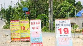 Quảng cáo đất nền trên đường Nguyễn Xiển (quận 9, TPHCM) vào thời điểm sốt đất cách đây hơn 2 tháng