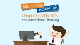 Có thể điều chỉnh/hoàn trả chuyển tiền trên Internet Banking Sacombank