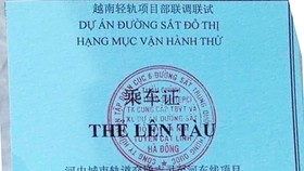 Thẻ lên tàu chạy thử Cát Linh - Hà Đông ngày 11-8