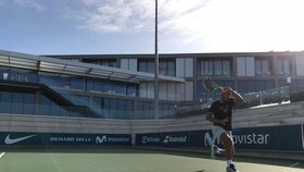 Rafael Nadal trong buổi tập mới đây