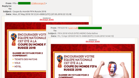 Các email lừa mua vé World Cup 2018