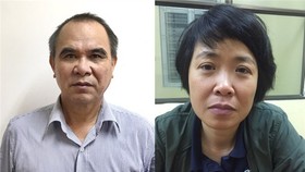 Former General Director of State-run telecom firm Mobifone Cao Duy Hai (L) and incumbent Deputy General Director of the company Pham Thi Phuong Anh (Photo: Ministry of Public Security)