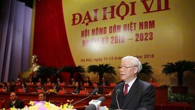 Party General Secretary and President Nguyen Phu Trong addresses the seventh congress of the Vietnam Farmers’ Union (Photo: VNA)