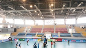 Nhà thi đấu đa năng tỉnh Kiên Giang được vận hành thử nghiệm tại Giải bóng chuyền hạng A toàn quốc 2019. Ảnh: PHÚC NGUYỄN