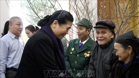 National Assembly (NA) Vice Chairwoman Tong Thi Phong visits policy beneficiaries in Cam Thuy district (Source: VNA)