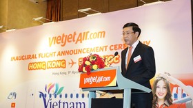 Vietnam’s Consul General in Hong Kong Tran Thanh Huan, speaks at the launch (Photo: Courtesy of Vietjet Air)