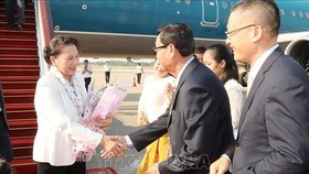 Vietnamese National Assembly Chairwoman Nguyen Thi Kim Ngan arrive in Siem Reap to join the 27th Annual Meeting of the Asia-Pacific Parliamentary Forum. (Photo:VNA)