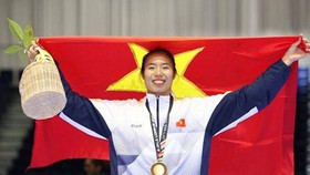 Ho Thi Thu Hien after taking bronze at the 16th Asian Karate Federation Senior Championships which closed on Sunday in Tashkent, Uzbekistan. (Photo: baohatinh.vn)