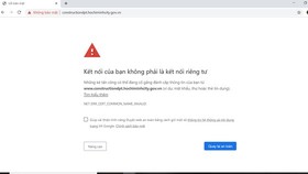 Users can not access websites of the HCMC Construction Department at https://www.constructiondpt.hochiminhcity.gov.vn/ by 4:30pm on Monday