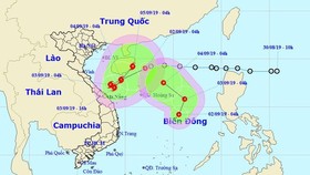 The National Hydrology Meteorology Forecast Center provides visible images of the tropical depressions in the East Sea