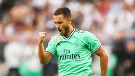 Eden Hazard đã có thể ăn mừng bàn thắng đầu tiên cùng Real. Ảnh: Getty Images