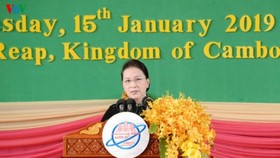 Chủ tịch Quốc hội Nguyễn Thị Kim Ngân phát biểu tại Diễn đàn APPF-27.Ảnh: VOV
