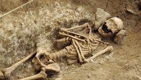 Quách đá niên đại 1.400 năm, chứa bộ xương của phụ nữ thuộc triều đại Merovingian vừa được phát hiện. Ảnh: tellerreport.com