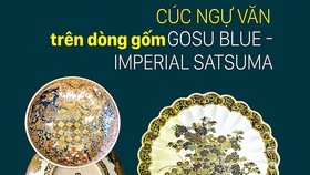 Cúc Ngự Văn trên dòng gốm Gosu Blue - Imperial satsuma