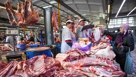 Người dân mua thực phẩm tại chợ ở Moskva, Nga ngày 16/1/2018. (Ảnh: AFP/TTXVN)