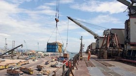 Bốc xếp hàng hóa tại Cảng Quy Nhơn. (Nguồn: TTXVN)