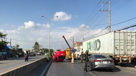 Hiện trường vụ tai nạn. Ảnh: C.P.