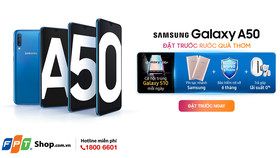 Galaxy A50 với 3 lựa chọn màu sắc: trắng, đen và xanh tại FPT Shop