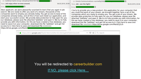 Ảnh chụp màn hình mẫu e-mail spam và cửa sổ bật lên