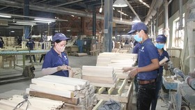 Workers process wood products for export at Tuong Van Company in Bac Tan Uyen District in Binh Duong Province. (Photo: SGGP)