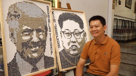 Người vẽ chân dung Tổng thống Donald Trump và Chủ tịch Kim Jong-un bằng… ốc vít
