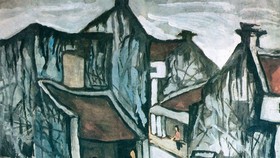 A painting of Hanoi's Old Quarter by Bui Xuan Phai, whose paintings have been copied and sold at high prices in and outside the country. (Photo: redsvn.net)