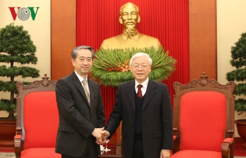 Tổng Bí thư, Chủ tịch nước Nguyễn Phú Trọng tiếp xã giao Đại sứ Trung Quốc Hùng Ba. Ảnh: VOV