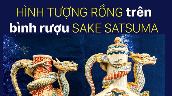 Hình tượng rồng trên bình rượu Sake Satsuma