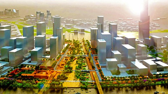 Phối cảnh quảng trường trung tâm Khu đô thị mới Thủ Thiêm Ảnh: Phúc Long