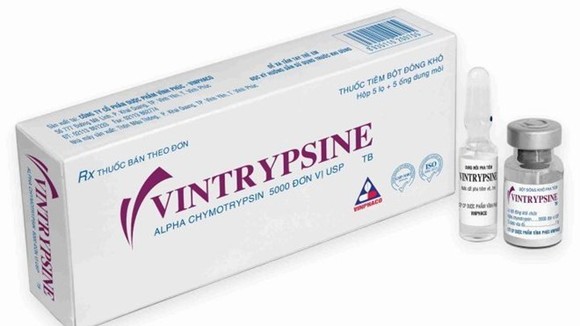 Thuốc bột đông khô pha tiêm Vintrypsine. Nguồn: vinphaco.com.vn